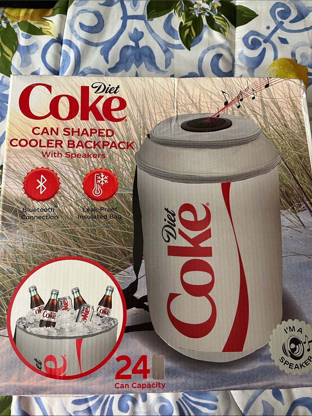 Diet Coke Can-Shaped Cooler Backpack with speakers